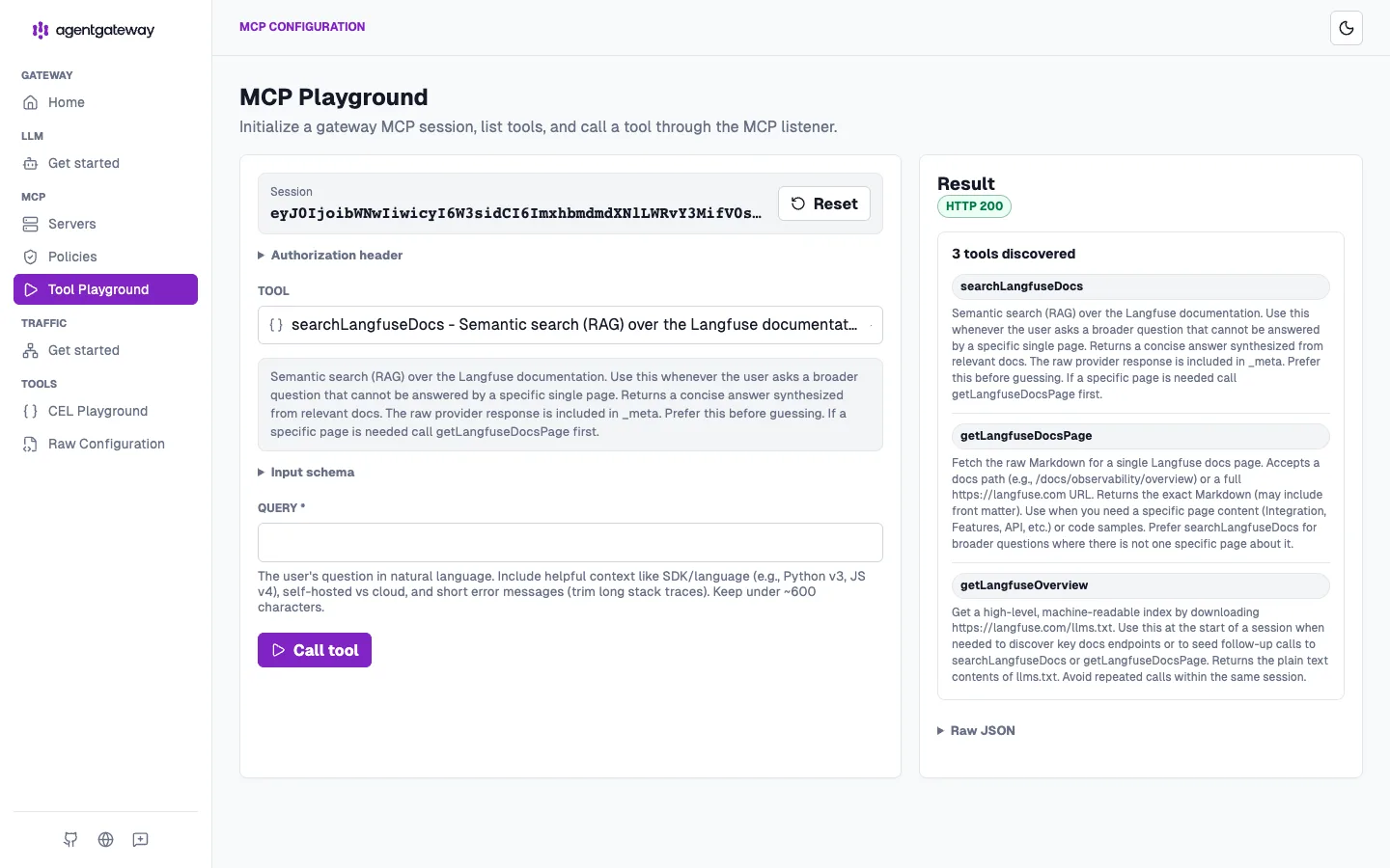 Playground: Initialize 成功 / 3 tools discovered