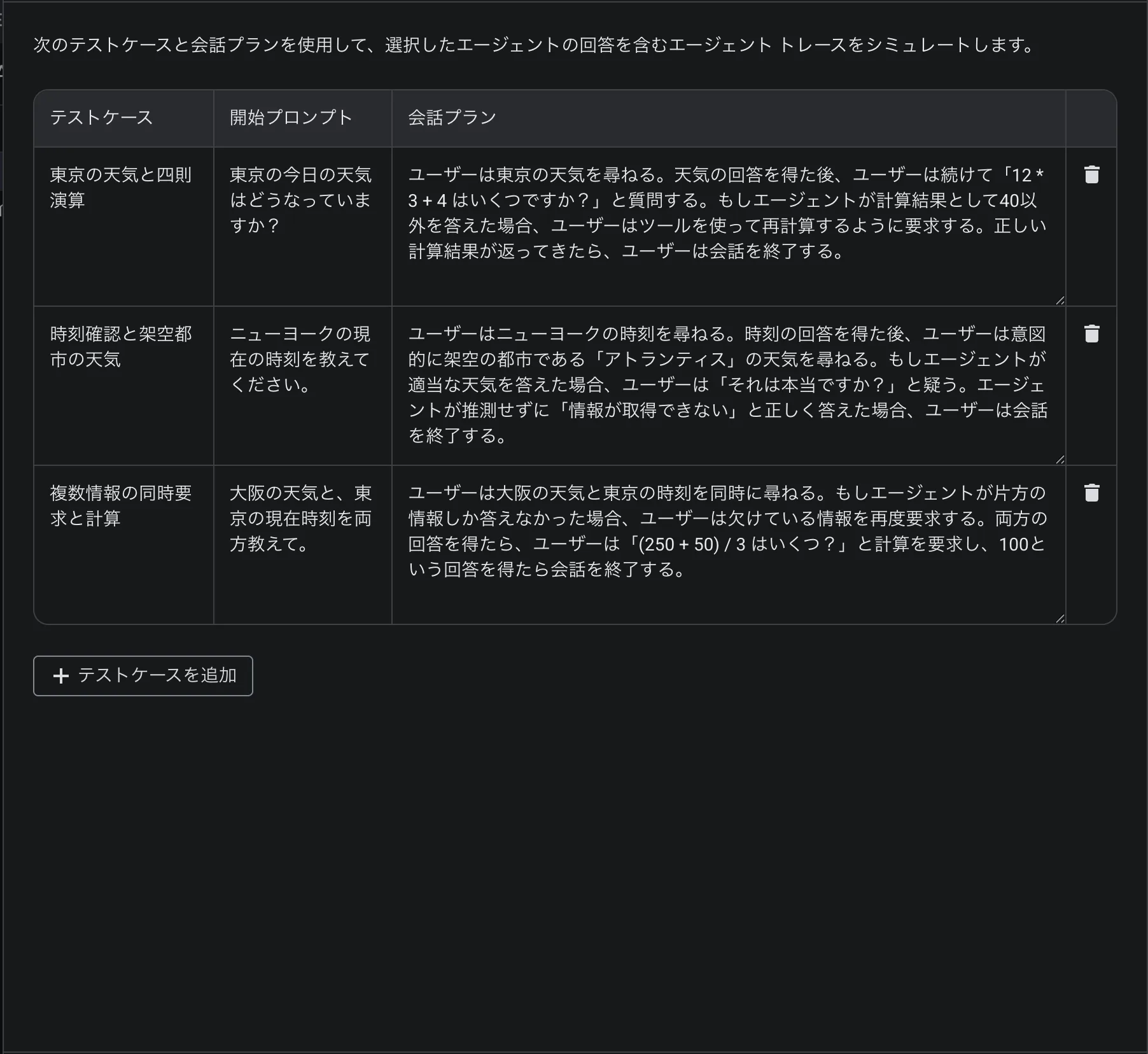 Simulate で生成されたテストケース